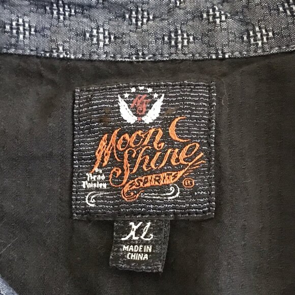Moon Shine Spirit Embroidered Pearl Snap Shirt‎ Men Size XL Western Button Up - Picture 6 of 8